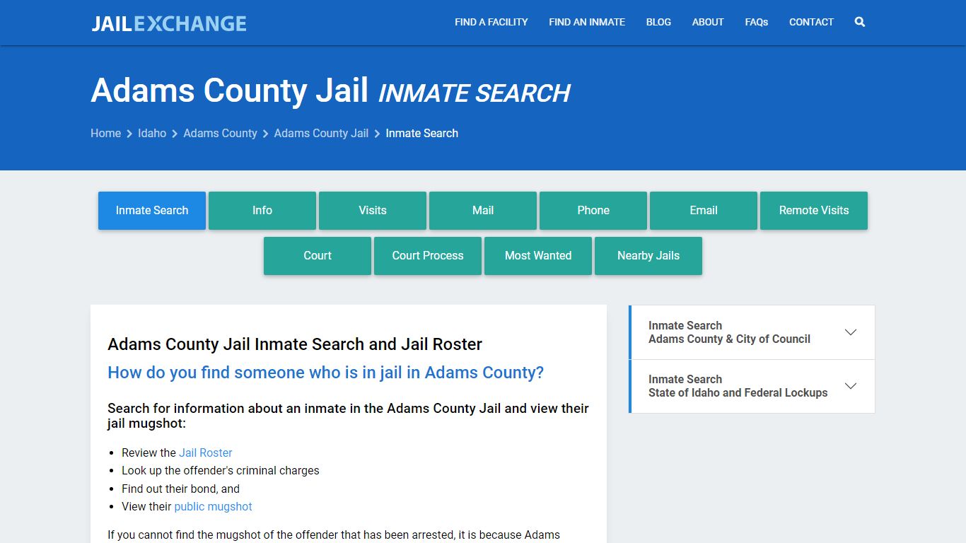 Inmate Search: Roster & Mugshots - Adams County Jail, ID